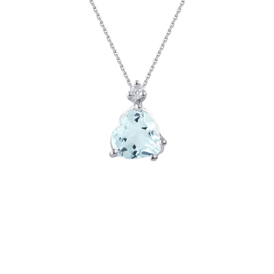Collana Demetra in oro bianco diamante e acquamarina 0,50 ct MISURA UNICA