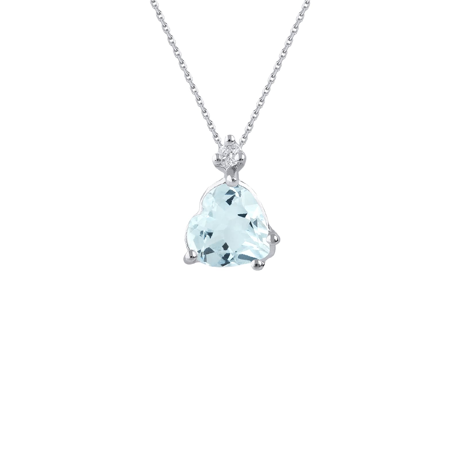 Collana Demetra in oro bianco diamante e acquamarina 0,50 ct MISURA UNICA