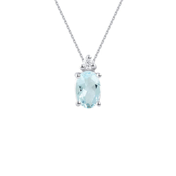 Collana Demetra oro 9kt diamante e acquamarina ovale 0,50 ct MISURA UNICA