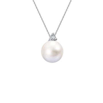 Collana Demetra Diana in oro bianco diamanti e perla 6/6,5 mm MISURA UNICA