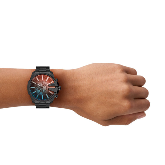 Orologio da uomo Diesel in acciaio con quadrante rosso e blu MISURA UNICA