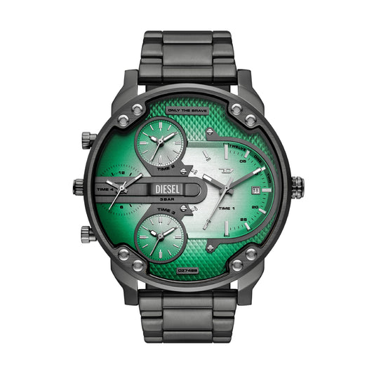 Orologio da uomo Diesel in acciaio nero con quadrante verde MISURA UNICA