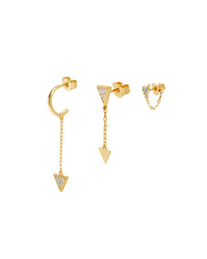 Set orecchini pendenti Valentina Ferragni Sofia Gold da donna argento 925 placcato oro 24kt con triangoli, cuore e zirconi DVF-OR-PE10
