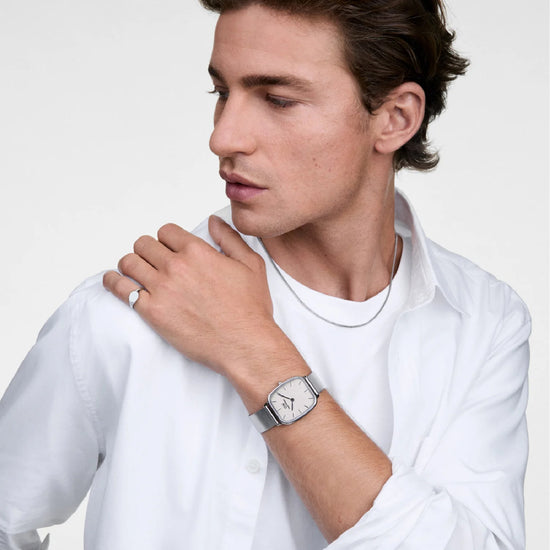 Orologio solo tempo uomo Daniel Wellington acciaio e lino MISURA UNICA