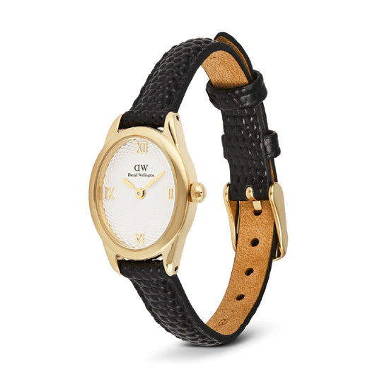 Orologio Daniel Wellington Ophelia Mini guilloché pelle nera MISURA UNICA