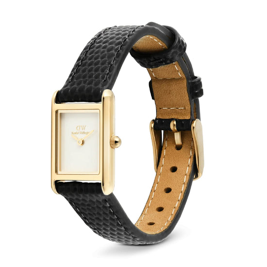 Orologio Daniel Wellington Bound Mini cassa oro in pelle nera MISURA UNICA