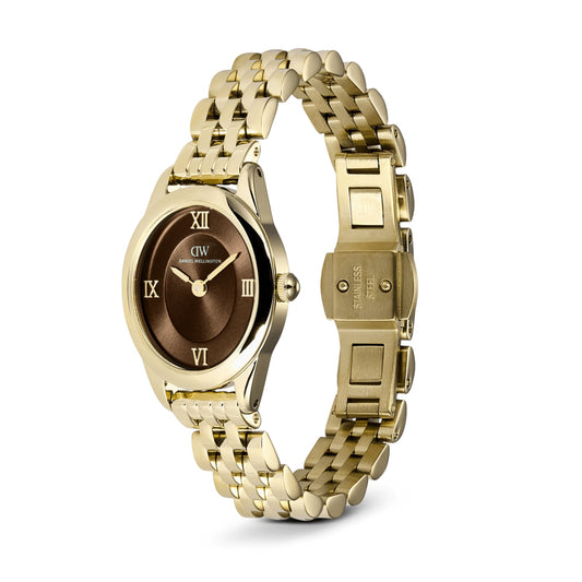 Orologio Daniel Wellington Ophelia in acciaio dorato e marrone MISURA UNICA