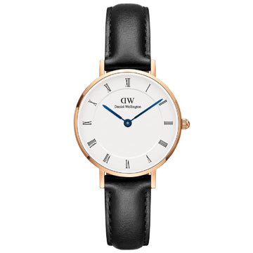 Orologio solo tempo donna Daniel Wellington Petite acciaio rosé pelle nera 28mm DW00100683-1