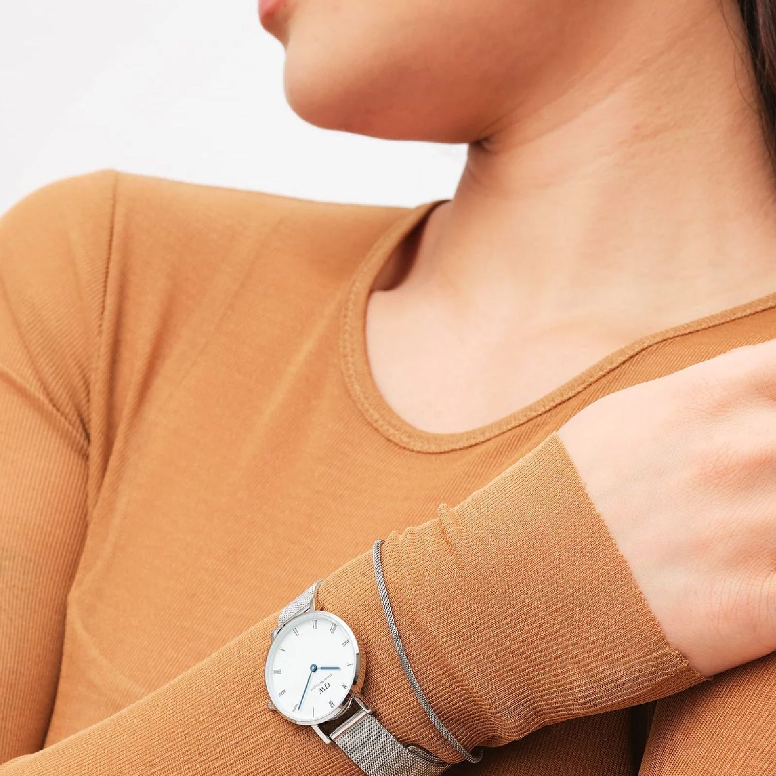 Orologio solo tempo donna Daniel Wellington Petite acciaio maglia Milano 28mm DW00100684-4