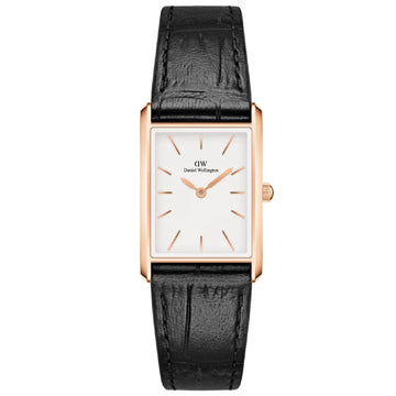 Orologio donna Daniel Wellington Bound Watch acciaio rosé pelle nera 32x22mm DW00100693-1