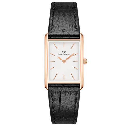 Orologio donna Daniel Wellington Bound Watch acciaio rosé pelle nera 32x22mm DW00100693-1