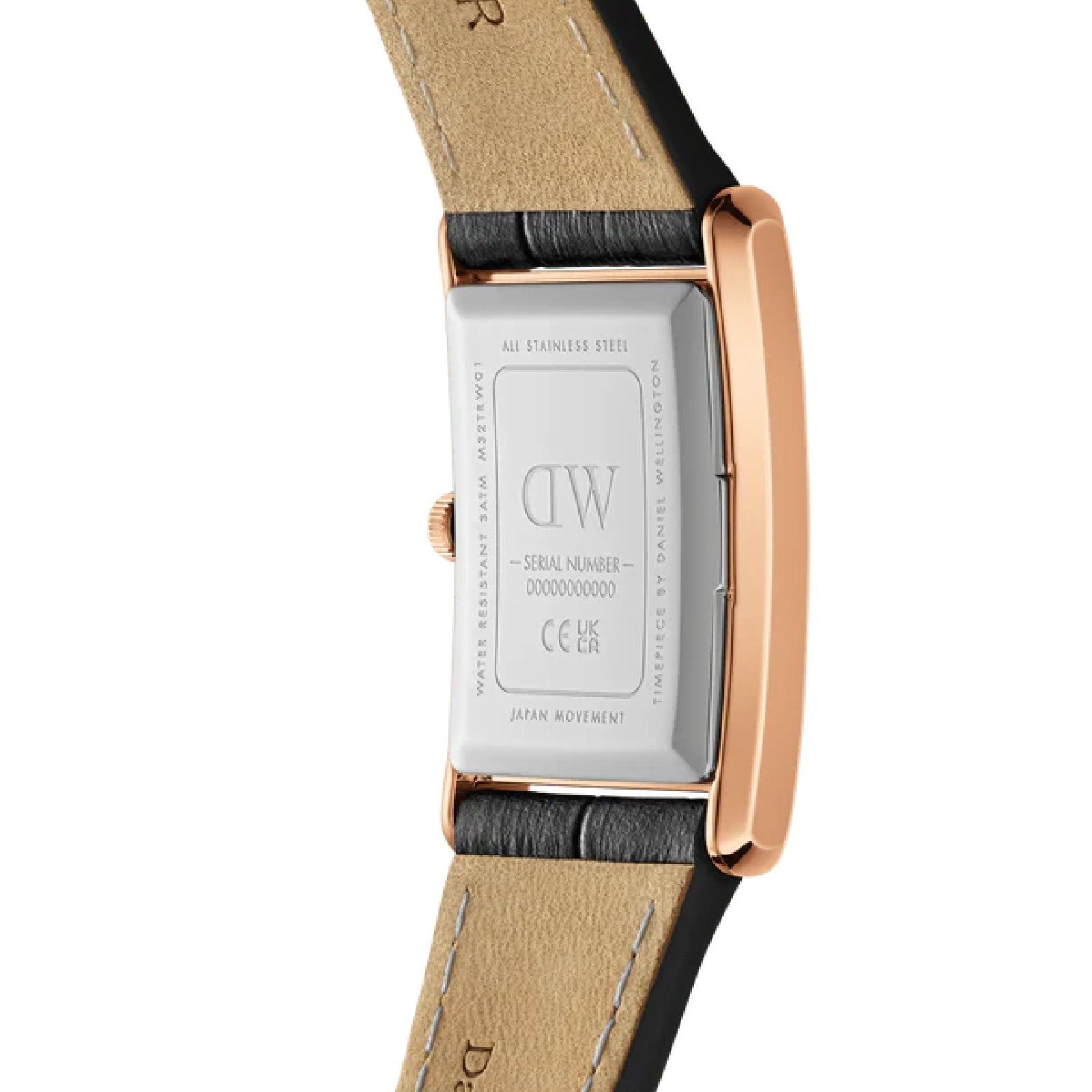 Orologio donna Daniel Wellington Bound Watch acciaio rosé pelle nera 32x22mm DW00100693-3