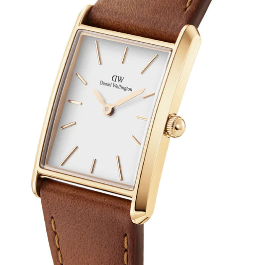 Orologio donna Daniel Wellington Bound Watch acciaio oro pelle marrone 32x22mm DW00100696-2