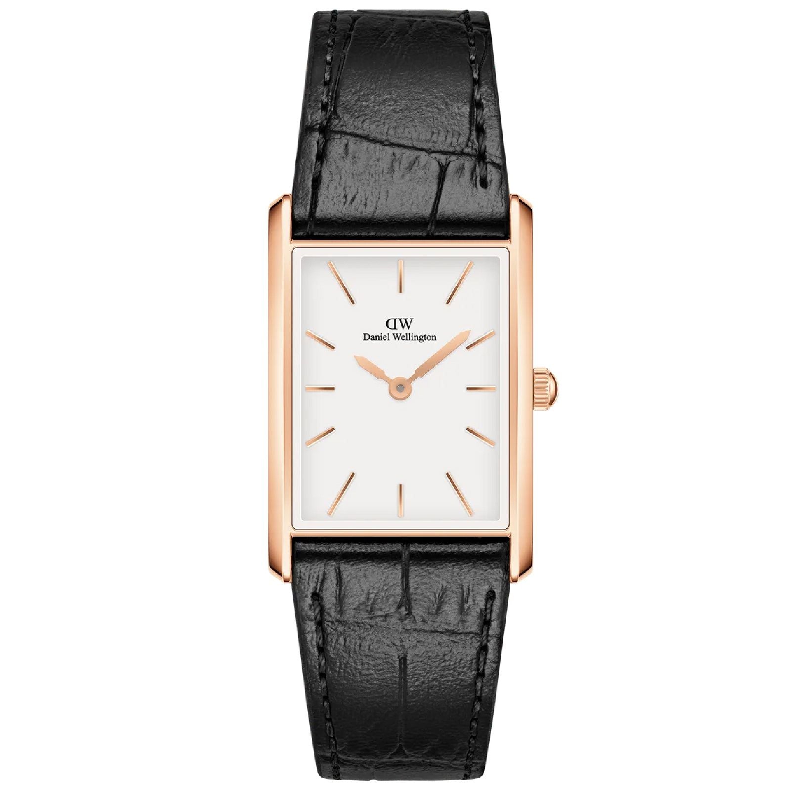 Orologio donna Daniel Wellington Bound Watch acciaio rosé pelle nera 35x24mm DW00100698-1