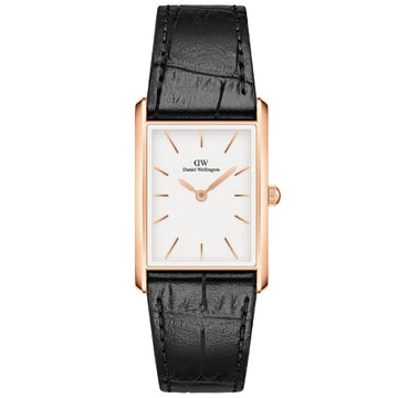Orologio donna Daniel Wellington Bound Watch acciaio rosé pelle nera 35x24mm DW00100698-1