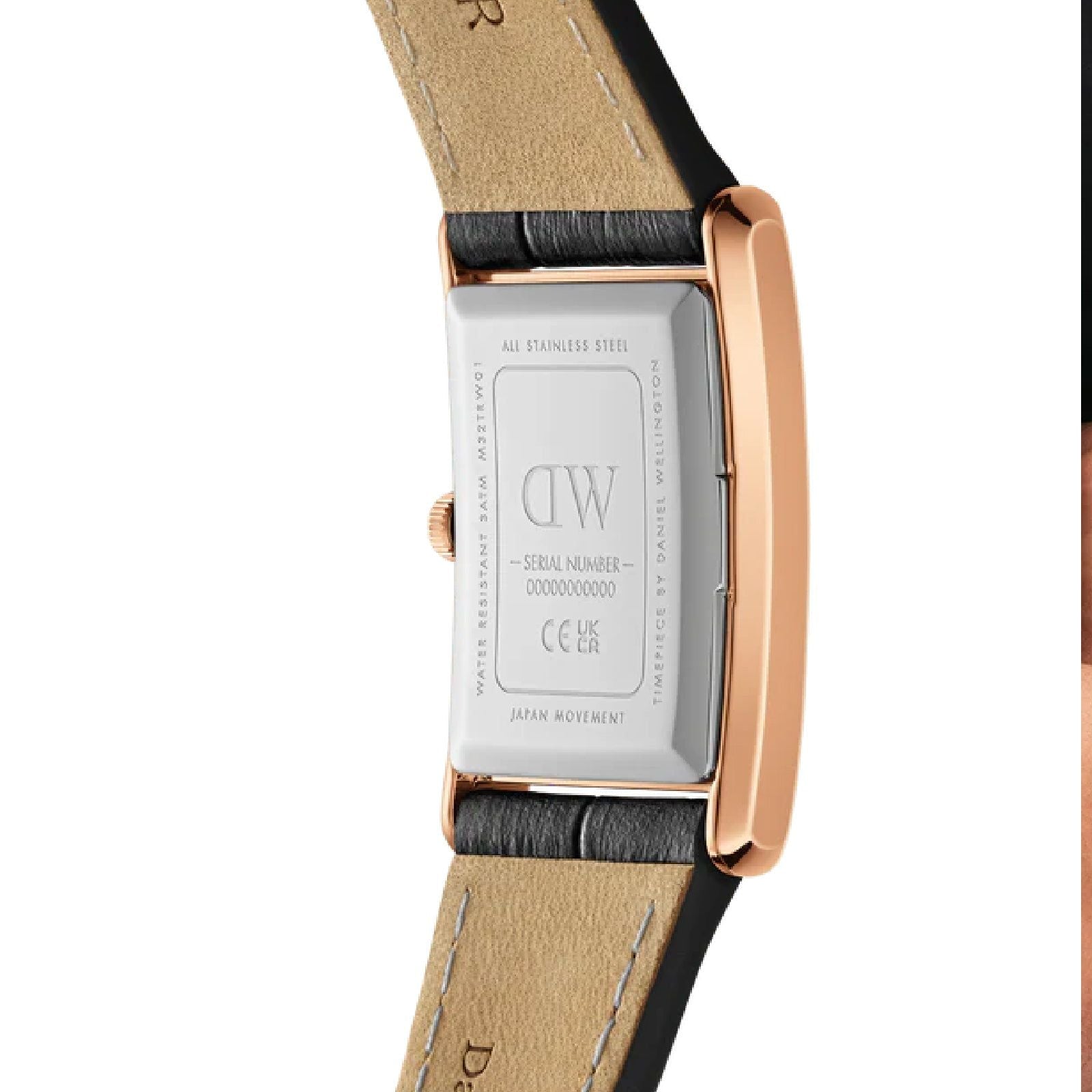 Orologio donna Daniel Wellington Bound Watch acciaio rosé pelle nera 35x24mm DW00100698-3