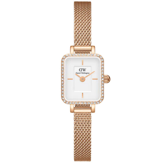 Orologio donna Daniel Wellington Quadro Mini in acciaio rosé e cristalli 15x18mm DW00100731-1