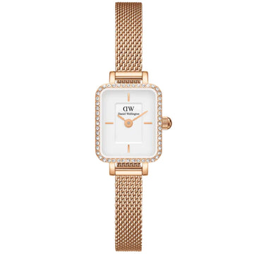 Orologio donna Daniel Wellington Quadro Mini in acciaio rosé e cristalli 15x18mm DW00100731-1