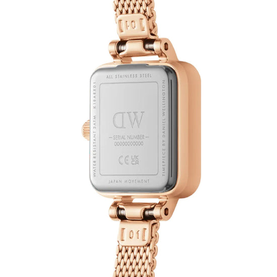 Orologio donna Daniel Wellington Quadro Mini in acciaio rosé e cristalli 15x18mm DW00100731-3