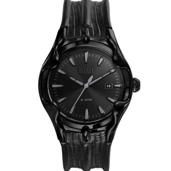 Orologio uomo solo tempo Diesel Vert cassa 44 mm, datario, cinturino pelle nera DZ2193-1