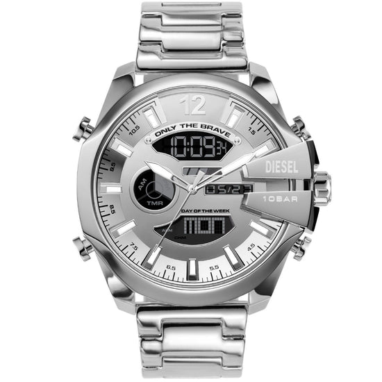 Orologio crono uomo analogico digitale Diesel Mega Chief cassa 51mm in acciaio DZ4648-1