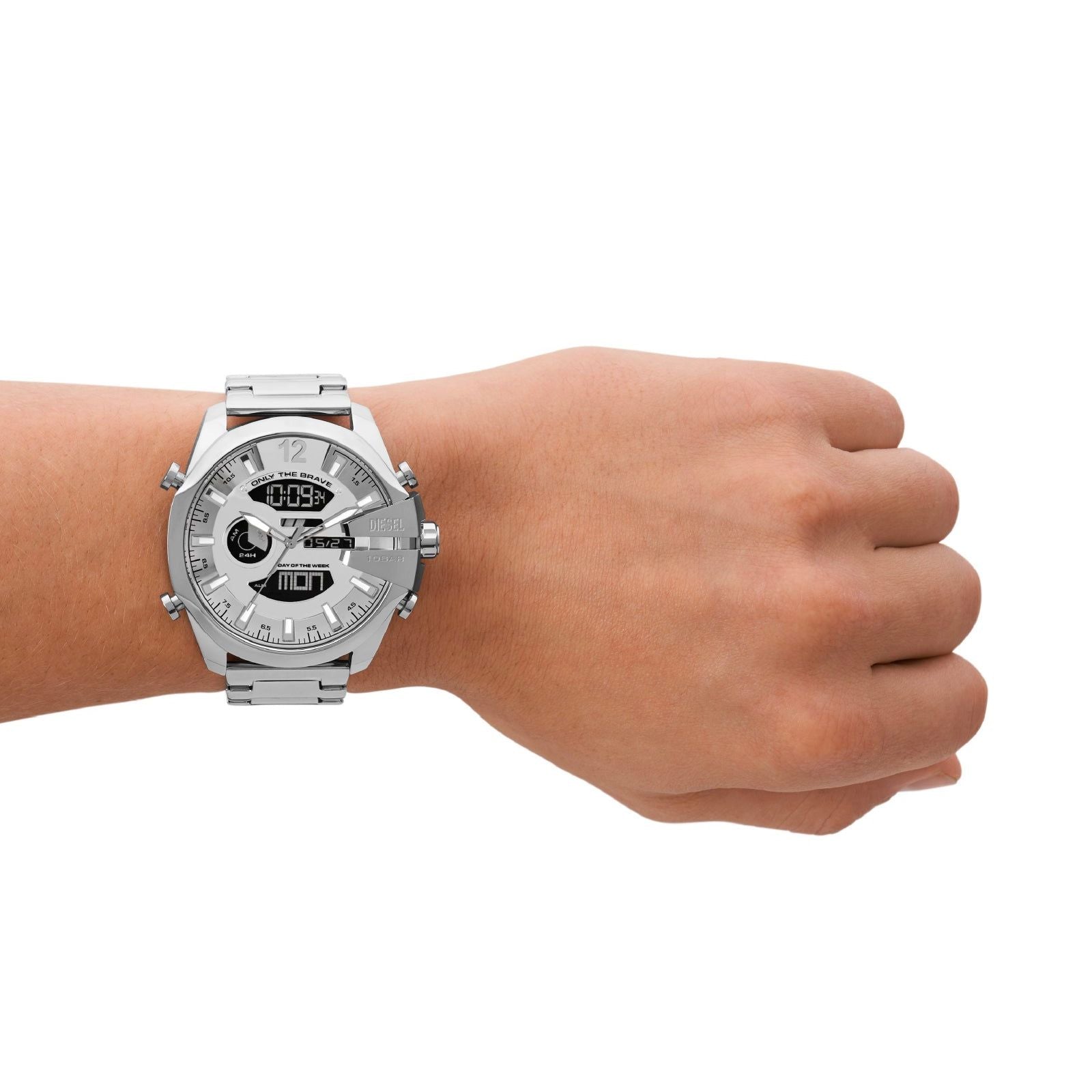 Orologio crono uomo analogico digitale Diesel Mega Chief cassa 51mm in acciaio DZ4648-4