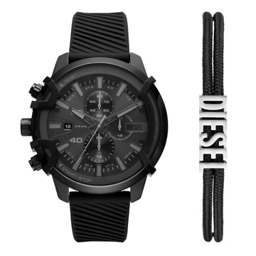 Cofanetto Diesel Griffed uomo orologio crono acciaio e silicone, e bracciale corda DZ4650SET-1