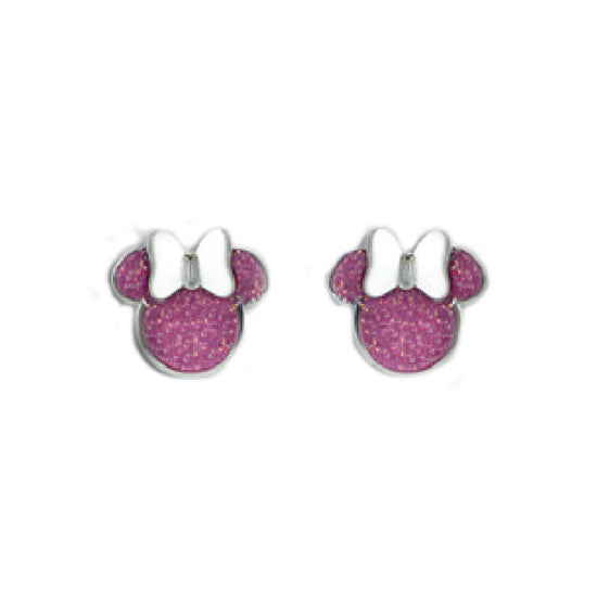 Orecchini lobo donna bambina Disney Preziosi acciaio Topolina con glitter rosa E600196NKL-TP-1