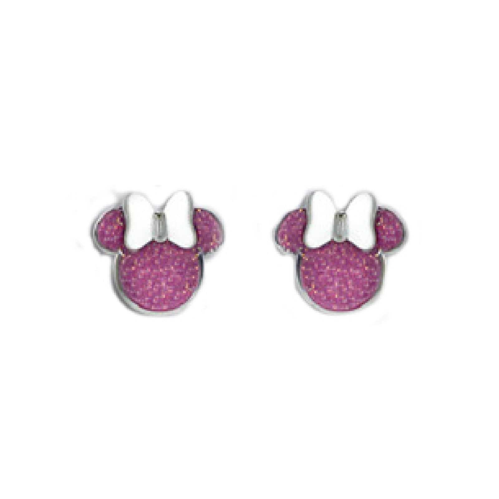 Orecchini lobo donna bambina Disney Preziosi acciaio Topolina con glitter rosa E600196NKL-TP-1