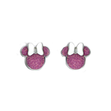 Orecchini lobo donna bambina Disney Preziosi acciaio Topolina con glitter rosa E600196NKL-TP-1