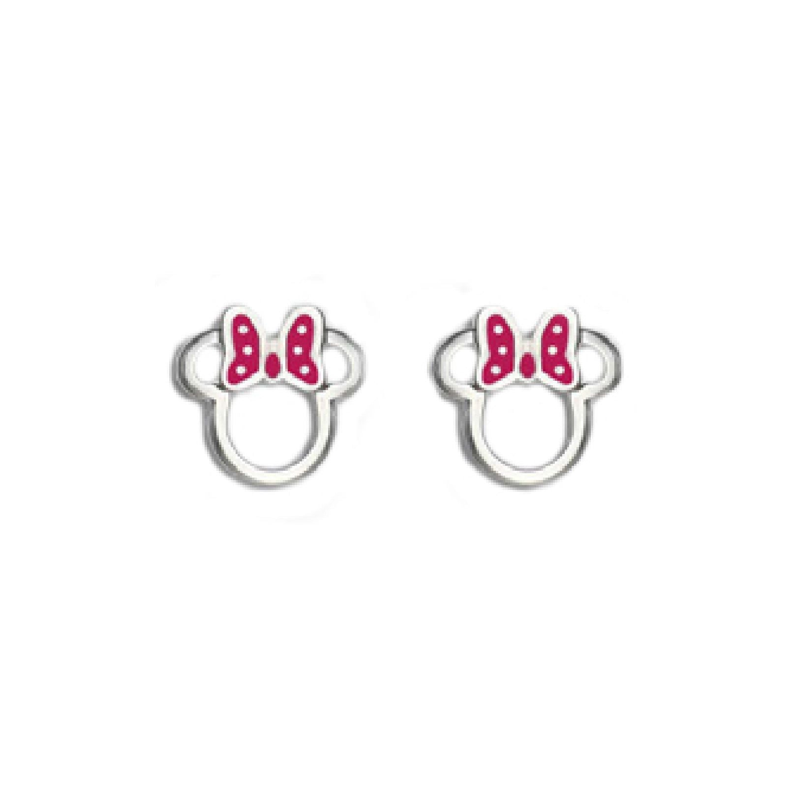 Orecchini lobo donna bambina Disney Preziosi acciaio Topolina fiocco rosso E600198L-TP-1