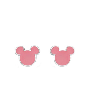 Orecchini a lobo Disney Preziosi Mickey and Minnie da donna e da bambina in acciaio 316L a forma di Topolino smaltato di rosa E600201NKL.TP