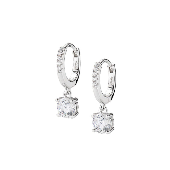 Orecchino a cerchio Amen Lady donna argento rodiato con pendente zircone ECIPBBBZ-1