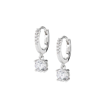 Orecchino a cerchio Amen Lady donna argento rodiato con pendente zircone ECIPBBBZ-1