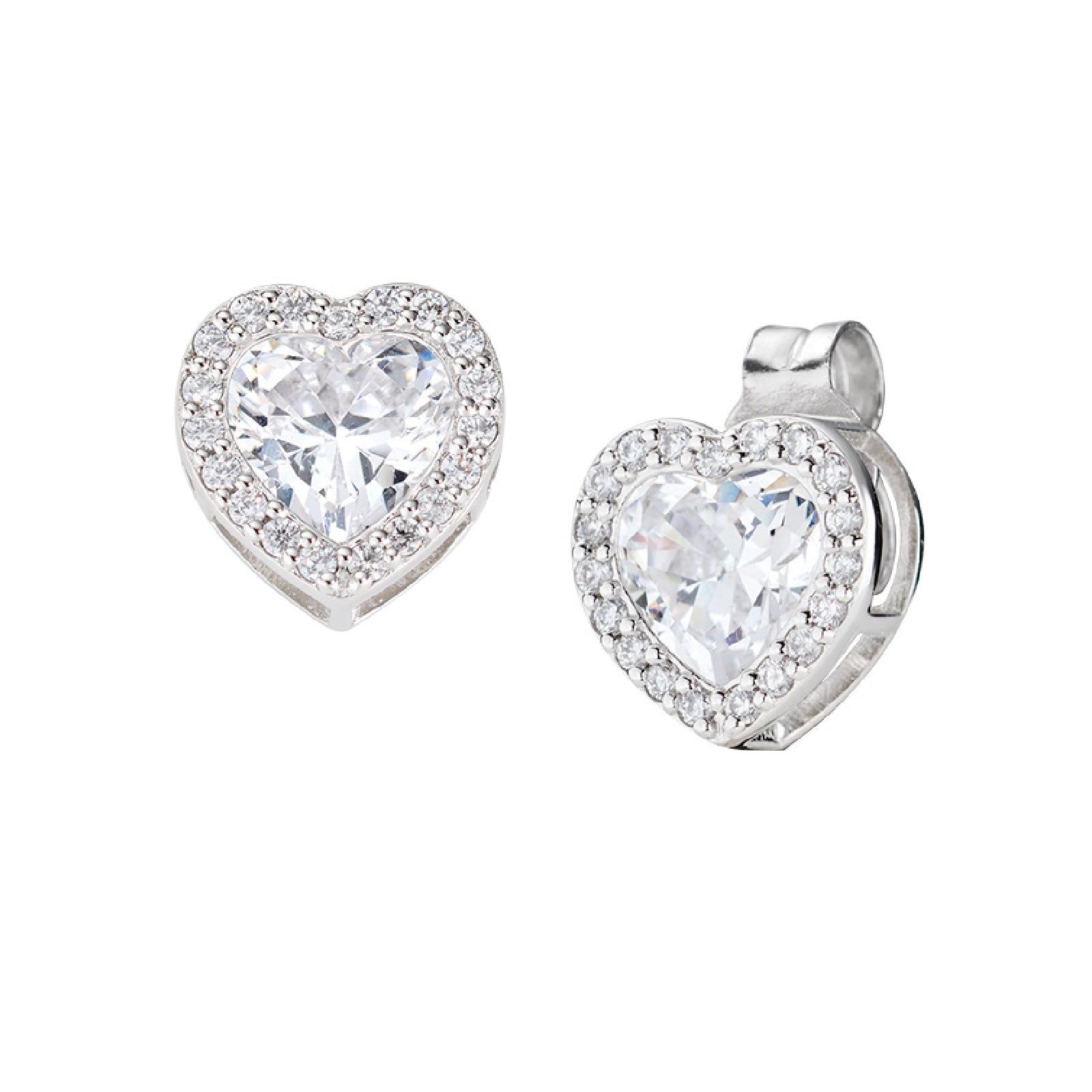 Orecchini lobo donna Amen Amore in argento a cuore con zirconi bianchi EHHBBBZ-1