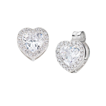 Orecchini lobo donna Amen Amore in argento a cuore con zirconi bianchi EHHBBBZ-1
