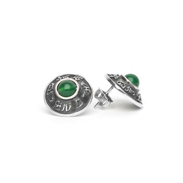 Orecchini lobo Tamashii Tibet RIG ZVA argento con pietre di agata verde di 6 mm EHST4-12-1