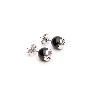 Orecchini a lobo Tamashii Tibet unisex argento rodiato con Onice nera EHST8-1-1