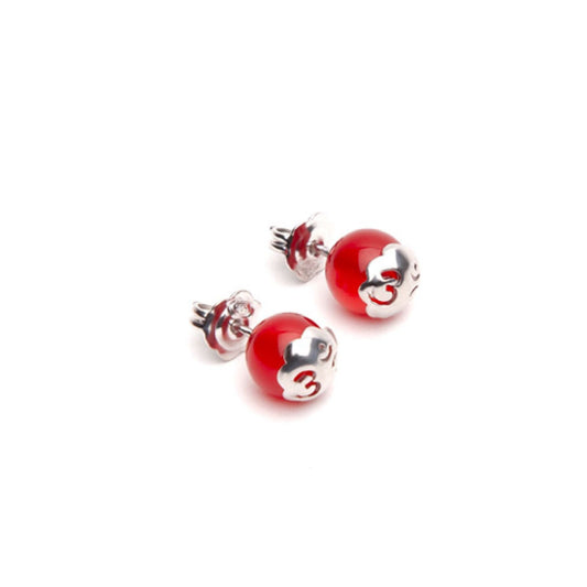Orecchini a lobo Tamashii Tibet unisex argento rodiato con agata rossa EHST8-124-1
