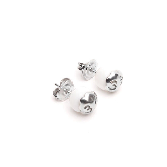 Orecchini a lobo Tamashii Tibet unisex argento rodiato con agata bianca EHST8-14-1
