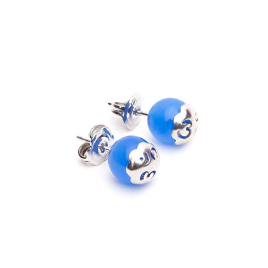 Orecchini a lobo Tamashii Tibet unisex argento rodiato con agata blu EHST8-18-1