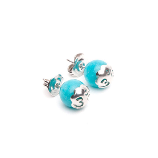 Orecchini a lobo Tamashii Tibet unisex argento rodiato con Giada verde acqua EHST8-200-1