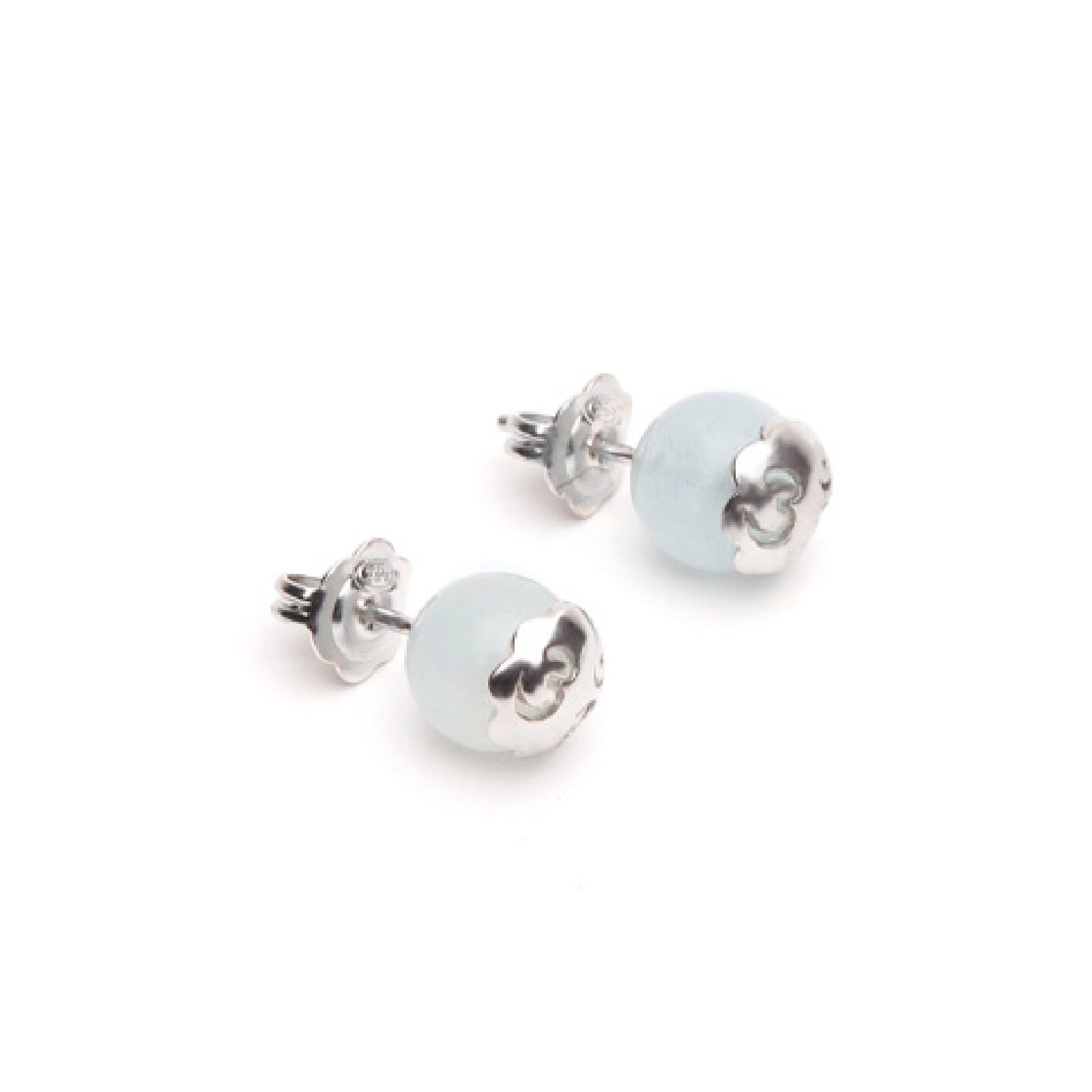 Orecchini a lobo Tamashii Tibet unisex argento rodiato con Acquamarina bianca EHST8-255-1