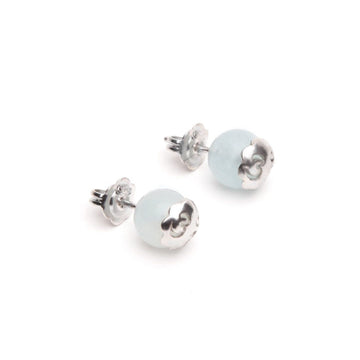 Orecchini a lobo Tamashii Tibet unisex argento rodiato con Acquamarina bianca EHST8-255-1