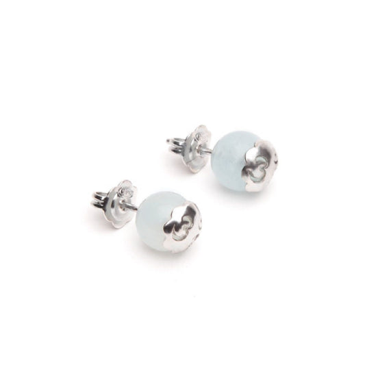 Orecchini a lobo Tamashii Tibet unisex argento rodiato con Acquamarina bianca EHST8-255-1