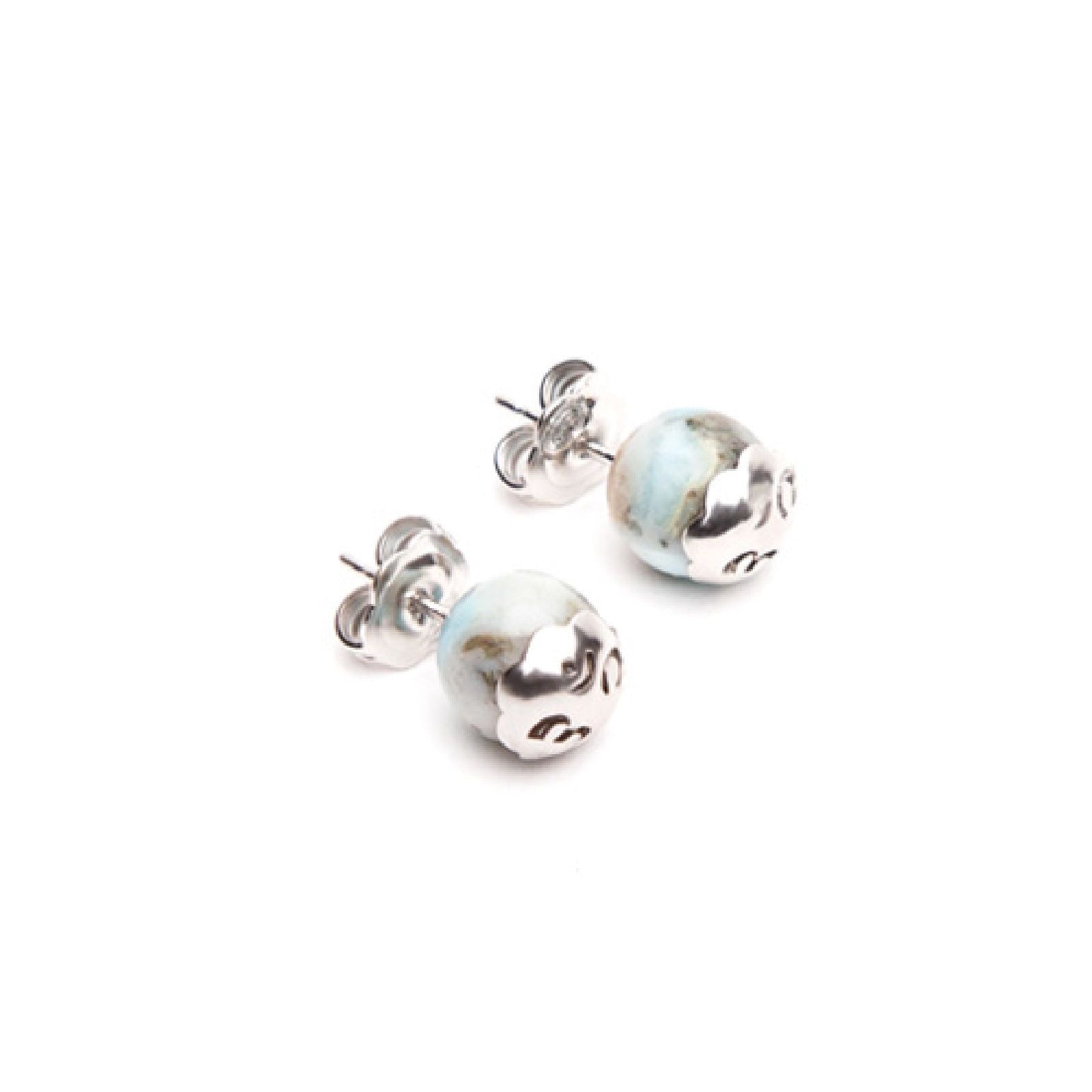 Orecchini a lobo Tamashii Tibet unisex argento rodiato con Larimar multicolor EHST8-297-1