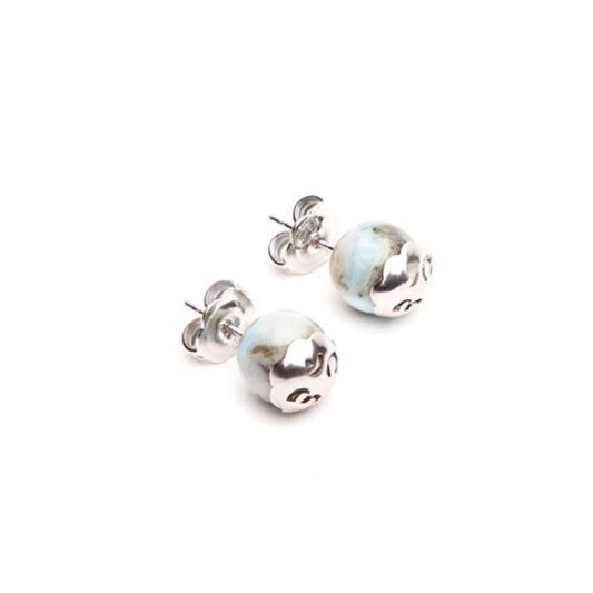 Orecchini a lobo Tamashii Tibet unisex argento rodiato con Larimar multicolor EHST8-297-1
