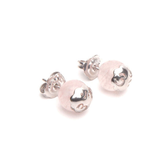 Orecchini a lobo Tamashii Tibet unisex argento rodiato con Quarzo rosa EHST8-33-1