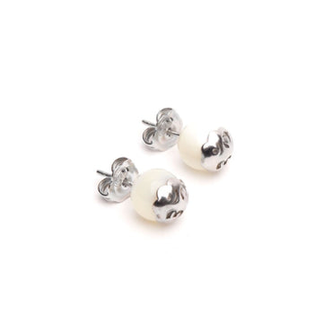 Orecchini a lobo Tamashii Tibet unisex argento rodiato con Madreperla bianca EHST8-39-1