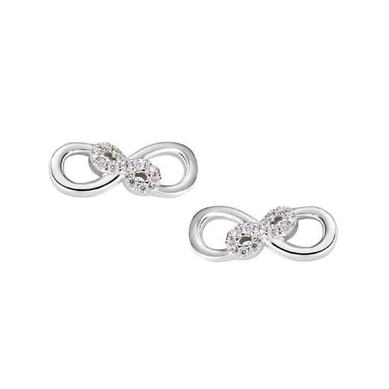 Orecchini lobo donna Amen Amore in argento doppio infinito con zirconi bianchi EININBBZ-1